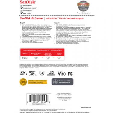 Карта памяти SanDisk 512GB microSD class 10 UHS-I U3 V30 Extreme Фото 5