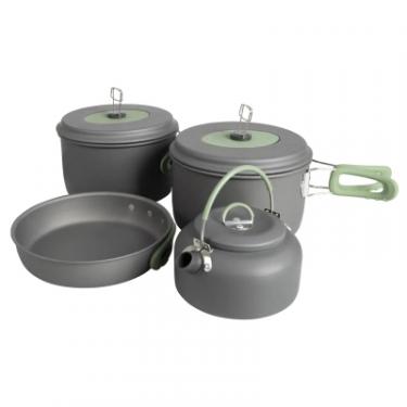 Набор туристической посуды Bo-Camp Explorer XL Hard Anodized 4 предмети Сірий/Зелений Фото