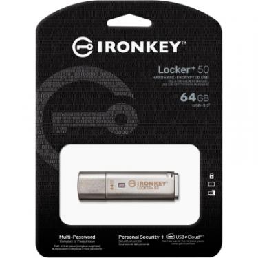 USB флеш накопитель Kingston 64GB IronKey Locker Plus 50 AES Encrypted USB 3.2 Фото 4