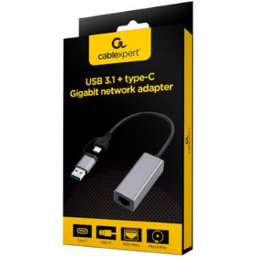 Адаптер Cablexpert USB-A/USB/C to 1Gbps Lan Фото 2
