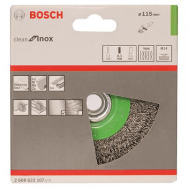 Щетка для электроинструмента Bosch нержавіюча 115мм, 0.3мм, M14 Фото 1