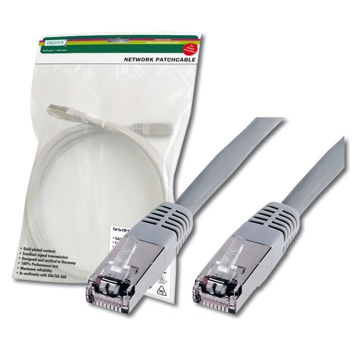 Патч-корд Digitus 5м, cat.5e, SF-UTP, AWG 26/7, gray Фото