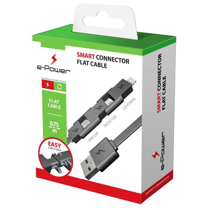 Дата кабель E-power USB 3.0 AM to Lightning + Micro 5P + Mini 5P 0.75m Фото
