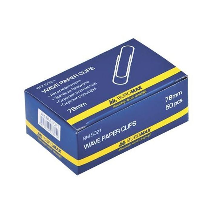 Скрепки канцелярские Buromax 78мм, relief, 50 шт. Фото