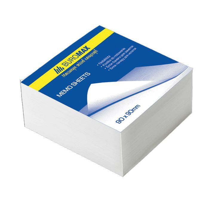 Бумага для заметок Buromax White 90х90х50мм.,unglued Фото