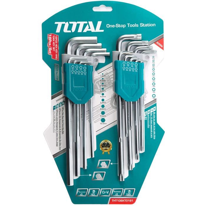 Набор инструментов Total ключів шестиграних+TORX 18шт. Фото