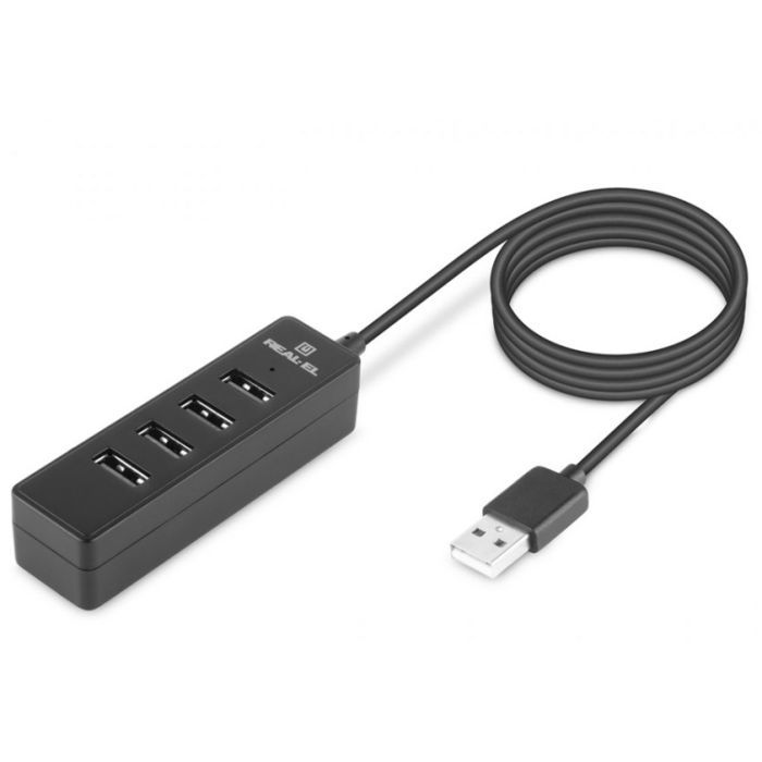 Концентратор REAL-EL HQ-174 USB-A 2.0 1.2m black Фото