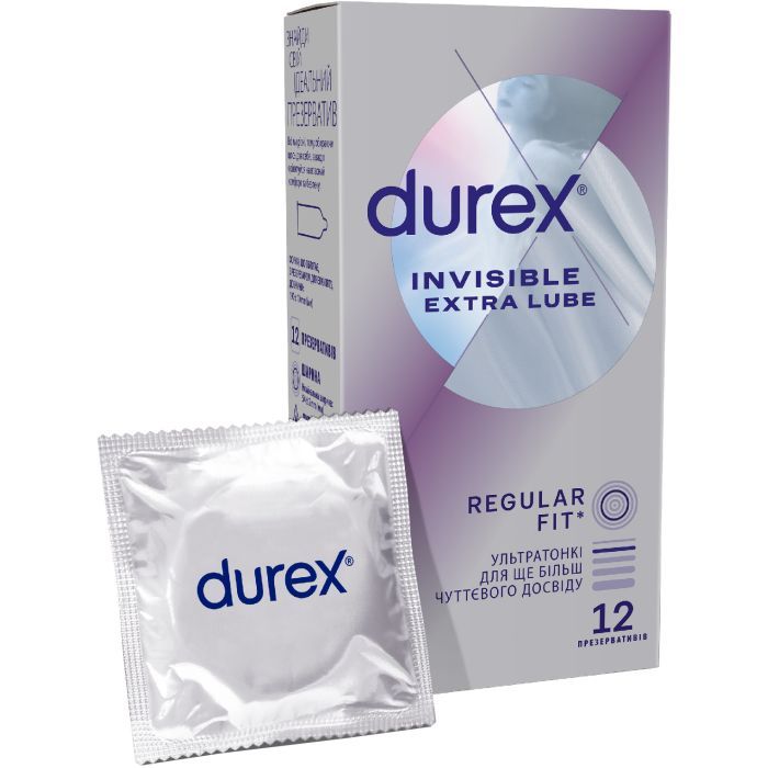 Презервативы Durex Invisible Extra Lube ультратонкие с дополнит. смаз Фото
