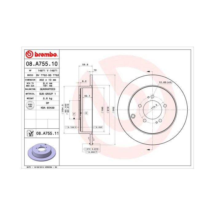 Тормозной диск Brembo 08.A755.11 Фото