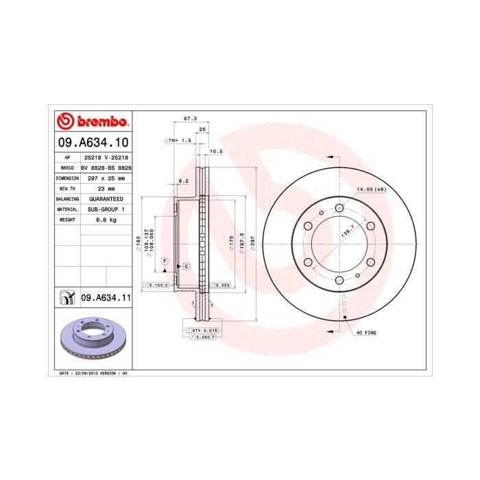 Тормозной диск Brembo 09.A634.10 Фото