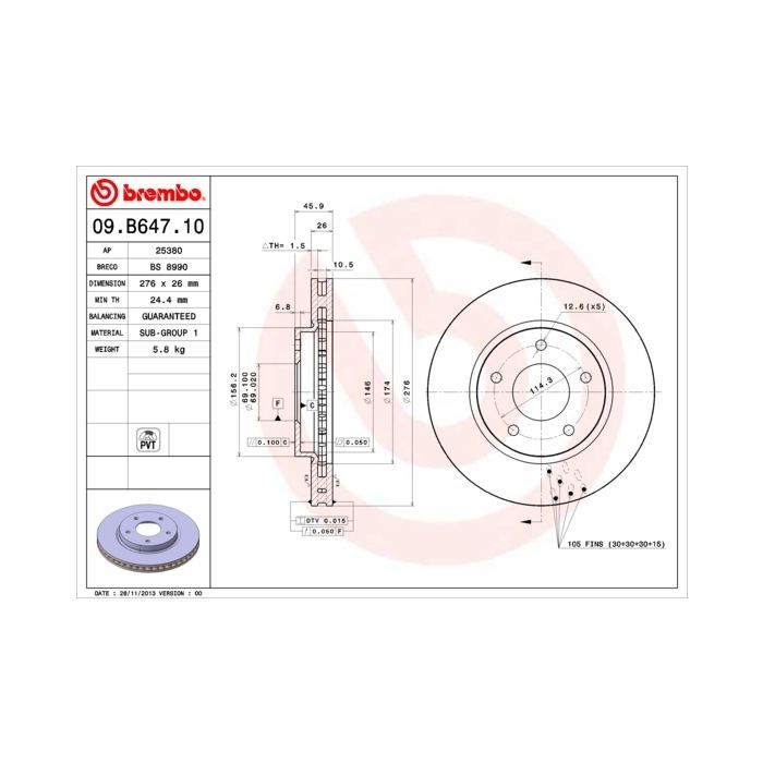 Тормозной диск Brembo 09.B647.10 Фото