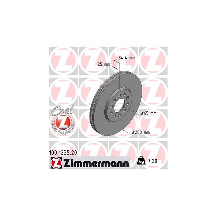 Тормозной диск ZIMMERMANN 100.1235.20 Фото