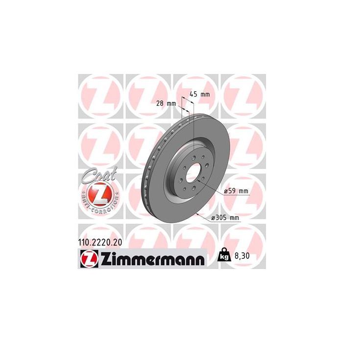 Тормозной диск ZIMMERMANN 110.2220.20 Фото