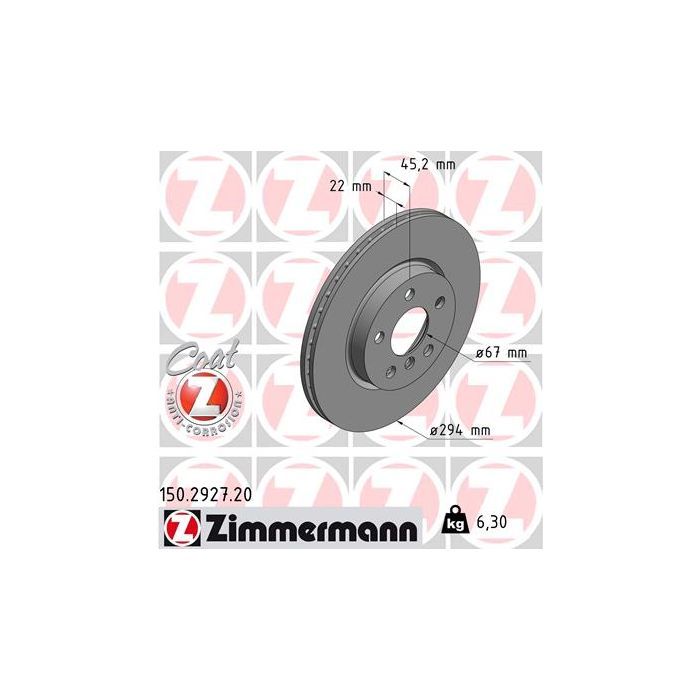 Тормозной диск ZIMMERMANN 150.2927.20 Фото