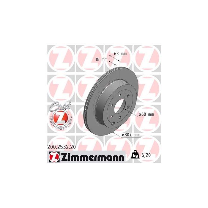 Тормозной диск ZIMMERMANN 200.2532.20 Фото