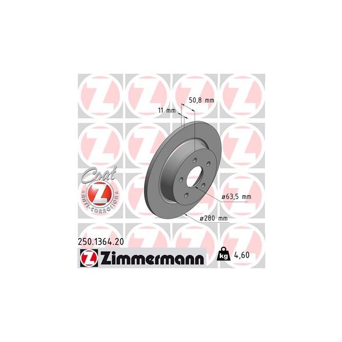 Тормозной диск ZIMMERMANN 250.1364.20 Фото