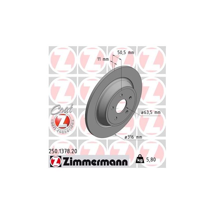 Тормозной диск ZIMMERMANN 250.1378.20 Фото