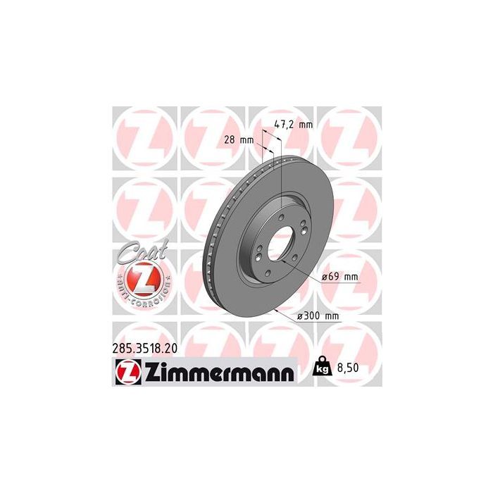 Тормозной диск ZIMMERMANN 285.3518.20 Фото