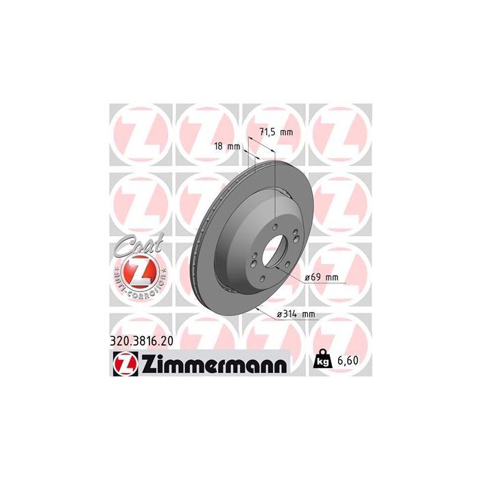 Тормозной диск ZIMMERMANN 320.3816.20 Фото