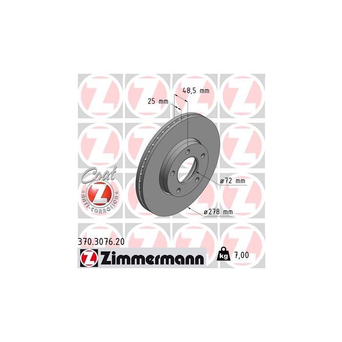 Тормозной диск ZIMMERMANN 370.3076.20 Фото