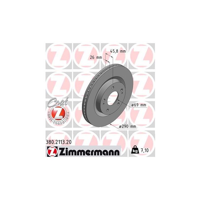 Тормозной диск ZIMMERMANN 380.2113.20 Фото