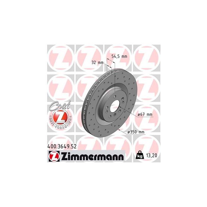 Тормозной диск ZIMMERMANN 400.3649.52 Фото