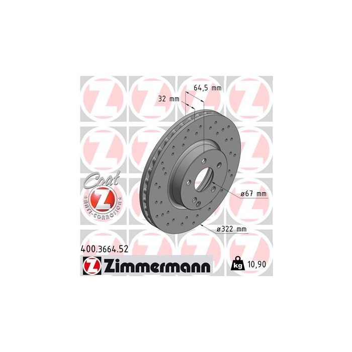 Тормозной диск ZIMMERMANN 400.3664.52 Фото