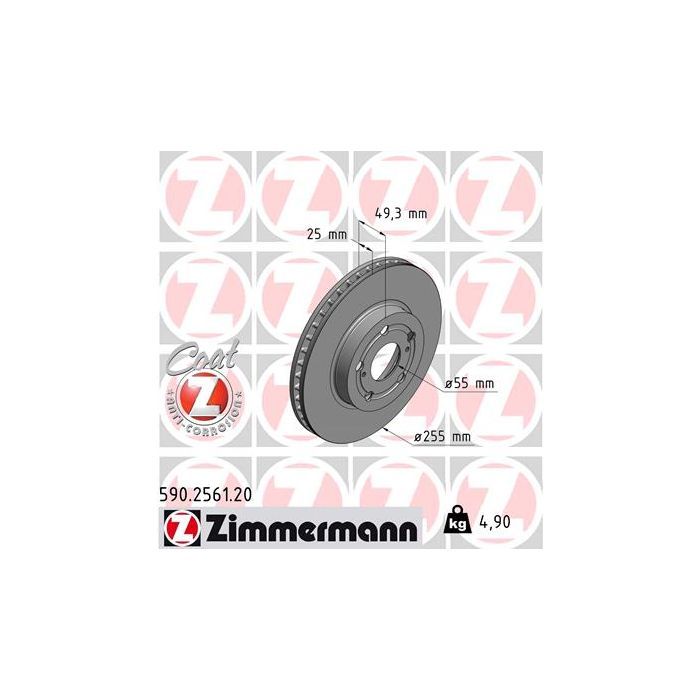 Тормозной диск ZIMMERMANN 590.2561.20 Фото