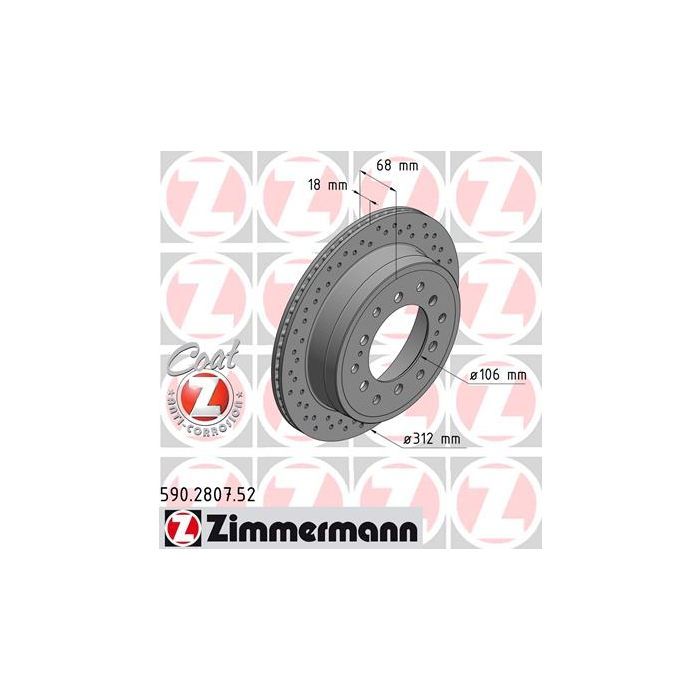 Тормозной диск ZIMMERMANN 590.2807.52 Фото
