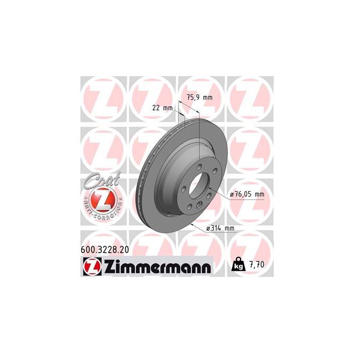 Тормозной диск ZIMMERMANN 600.3228.20 Фото