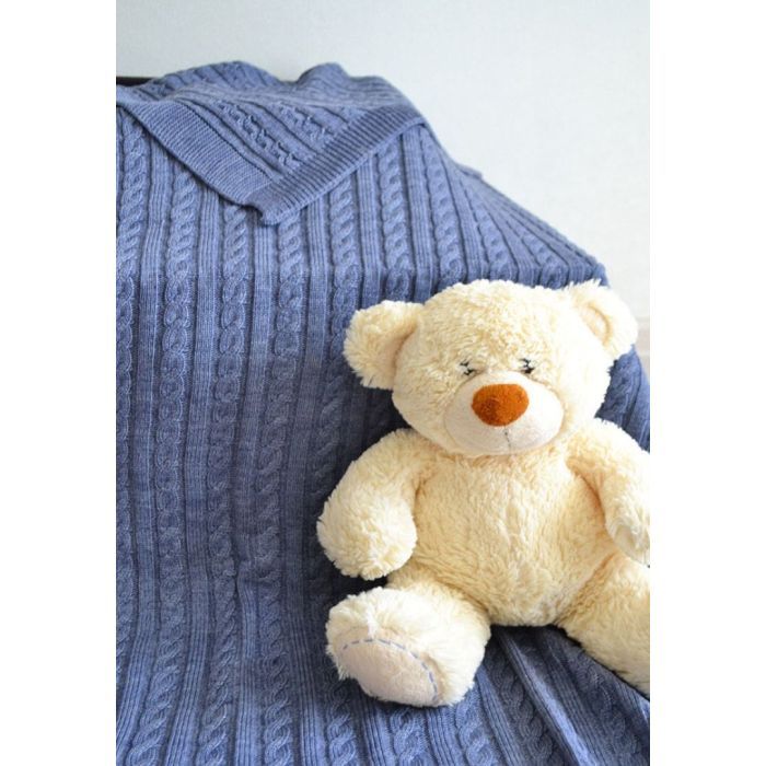 Плед Прованс Soft косы Синий меланж 140x180 см Фото