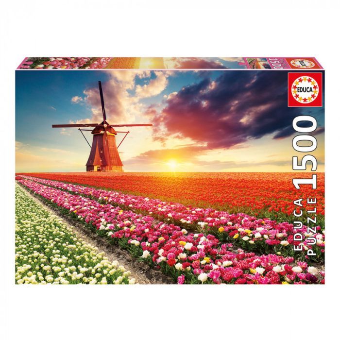Пазл Educa Пейзаж с тюльпанами 1500 элементов Фото