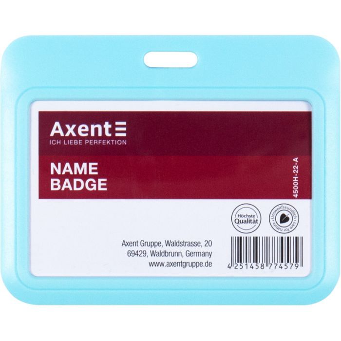 Бейдж Axent слайдер горизонтальный, 85х54мм, голубой Фото