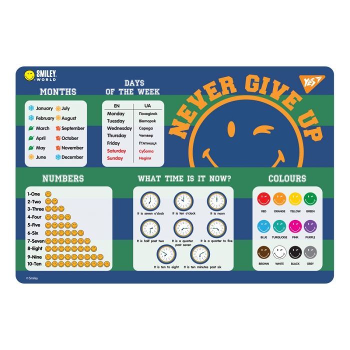 Подкладка настольная Yes Smiley World. College English Фото