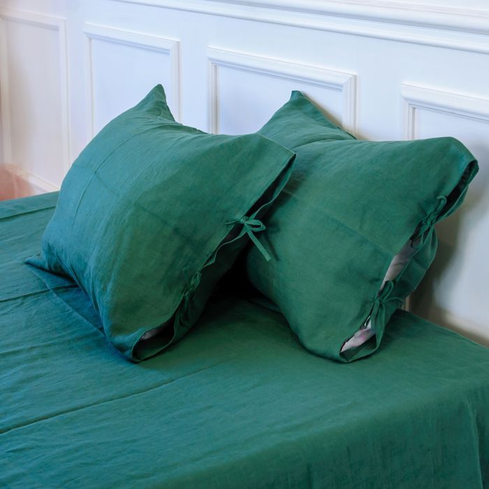 Наволочка MirSon Лен Natural Linen 40х40 Green Apple Фото