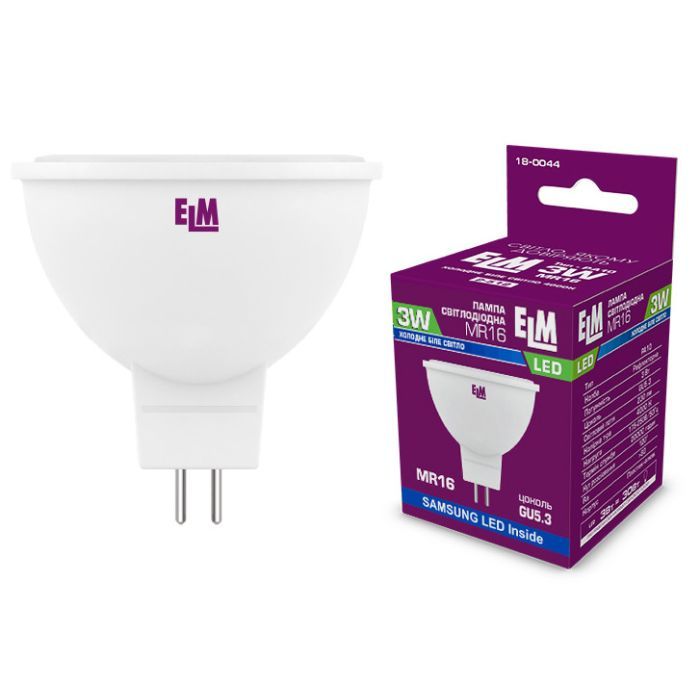 Лампочка ELM MR16 3W PA10 GU5.3 4000K Фото
