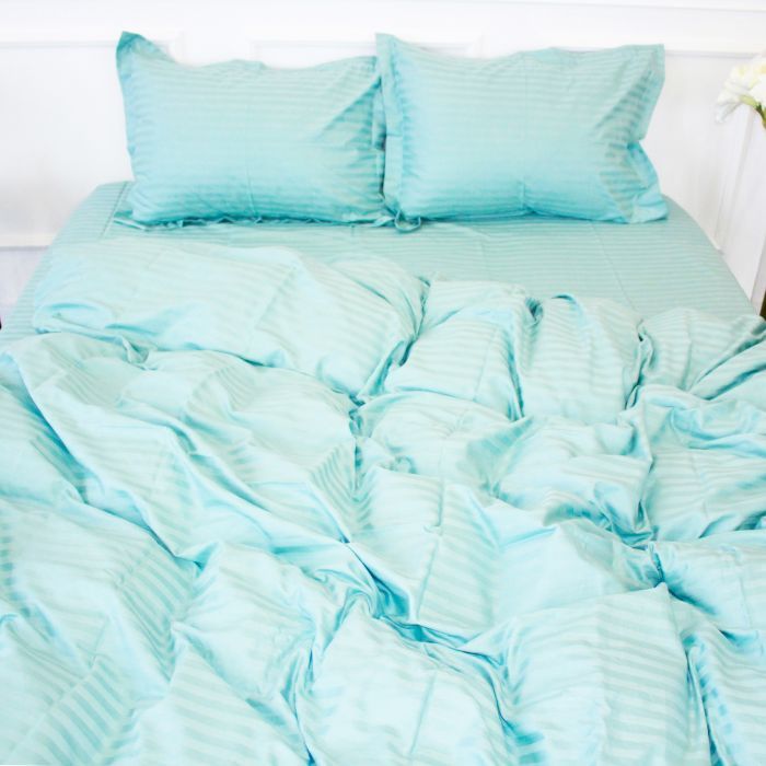 Постельное белье MirSon SatinStripe 30-0015GreenWave 175х210 Двуспальный Фото