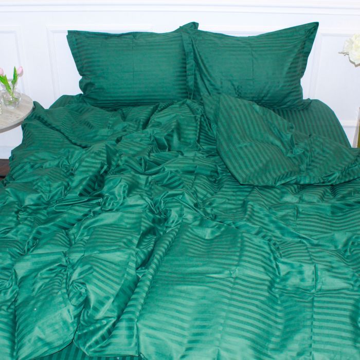 Постельное белье MirSon SatinStripe 30-0017Green 143х210 Сімейний Фото