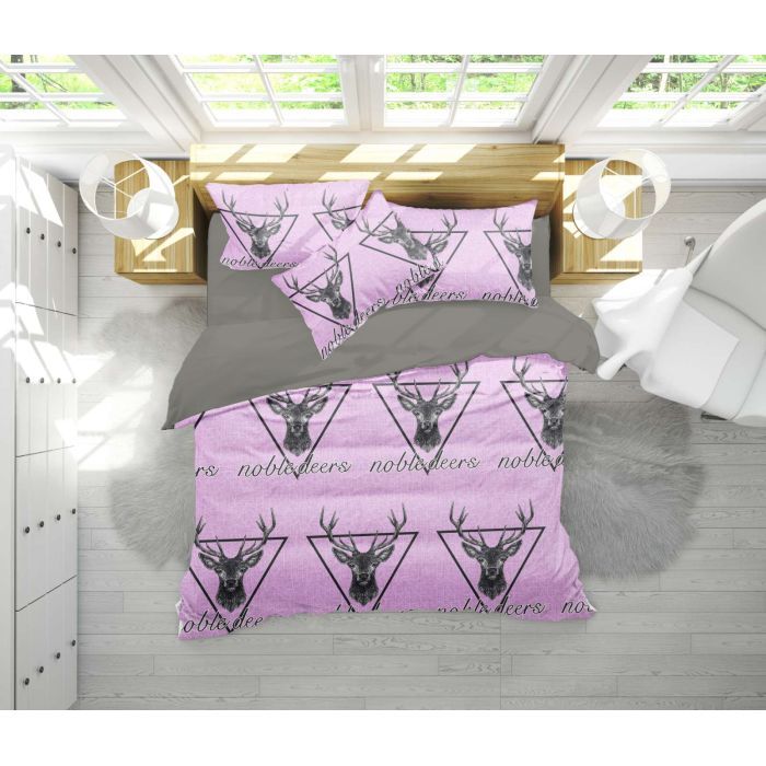 Постельное белье MirSon Бязь 17-0516 Noble deers pink Євро Фото
