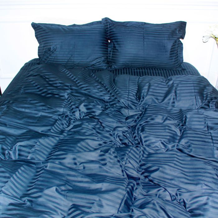 Пододеяльник MirSon Satin Stripe 30-0021 Dark Blue 143х210 см Фото