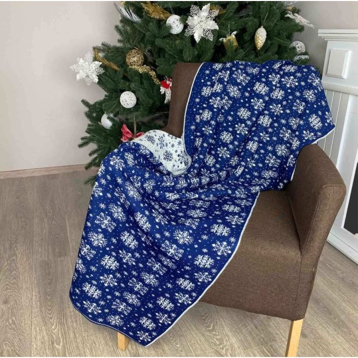 Плед Прованс Снежинка 100х150 Синий Фото