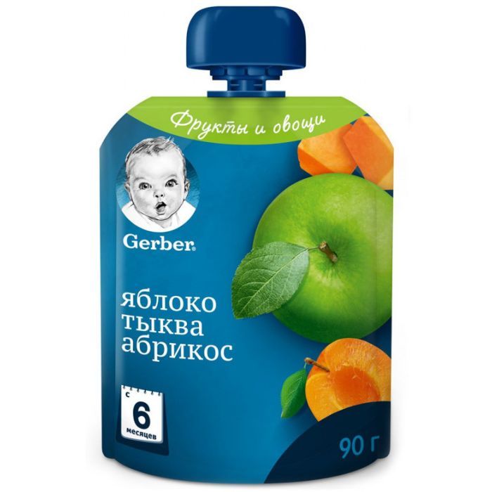Детское пюре Gerber Яблоко Тыква Абрикос 90 г Фото