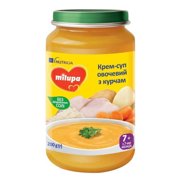 Детское пюре Milupa суп овощной с цыпленком, 200 гр Фото