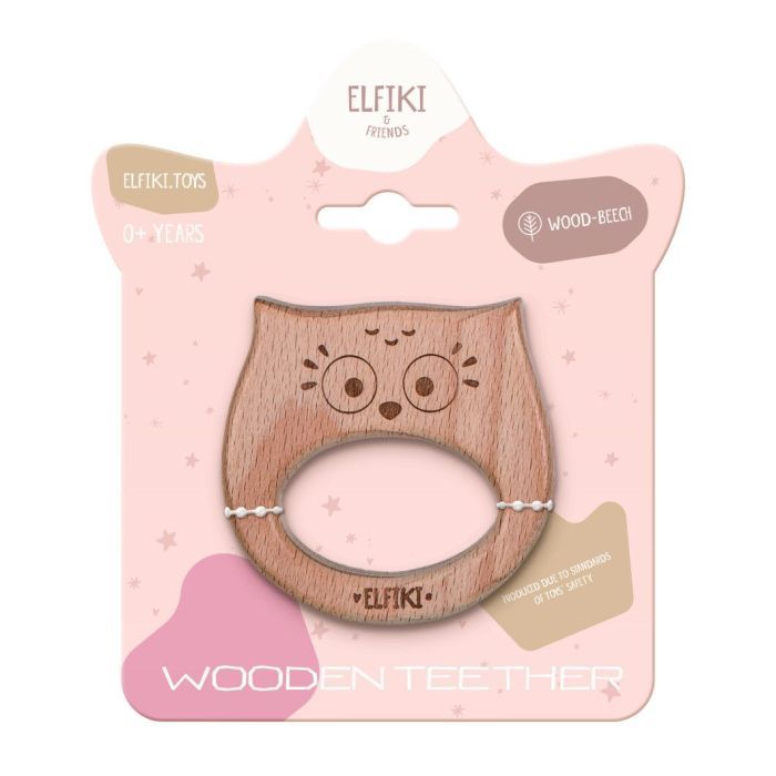 Прорезыватель Elfiki деревянный Эльфик сова Мия Фото
