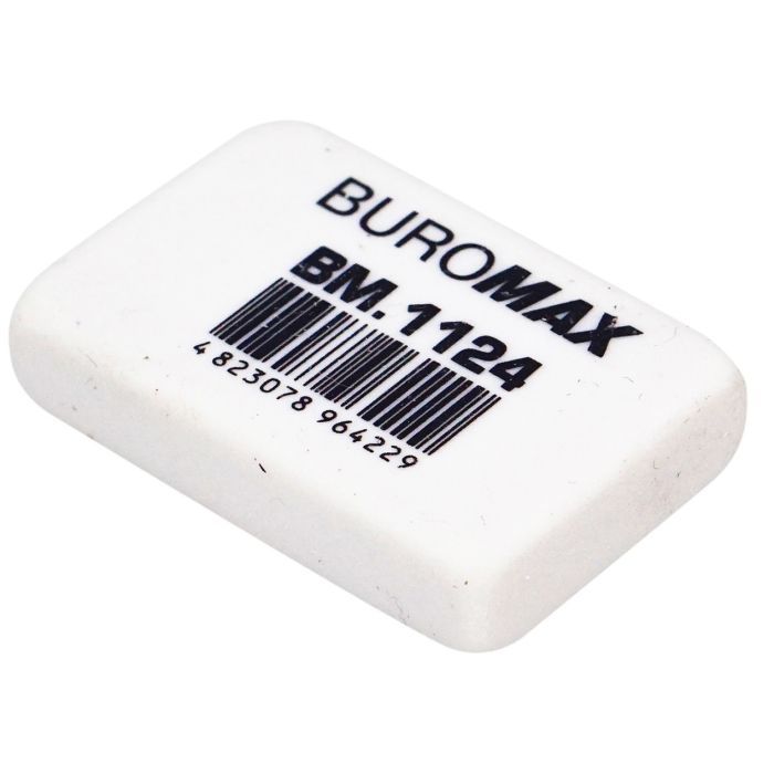 Ластик Buromax L прямоугольная, 36х23х8 мм прямоугольная, белая Фото