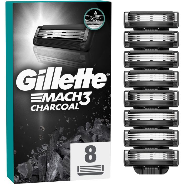 Сменные кассеты Gillette Mach3 Charcoal Древесный уголь 8 шт. Фото