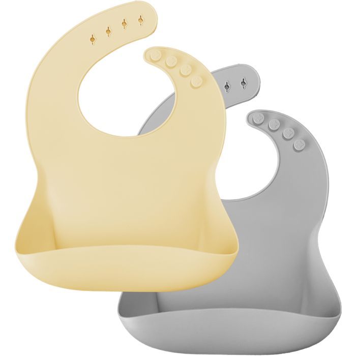 Нагрудничек MinikOiOi Basics-Bib 2 шт (Mellow Yellow/Powder Grey) Фото