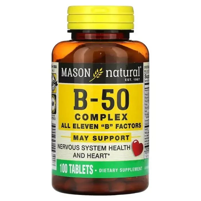Мультивитамин Mason Natural Комплекс B-50, B-50 Complex, 100 таблеток Фото