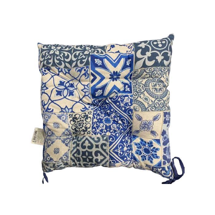 Подушка на стул Прованс Фреска синяя 40х40 см Фото