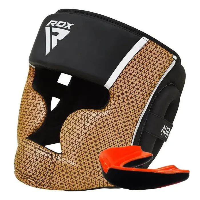 Боксерский шлем RDX Aura Plus T-17 Black Golden XL Фото